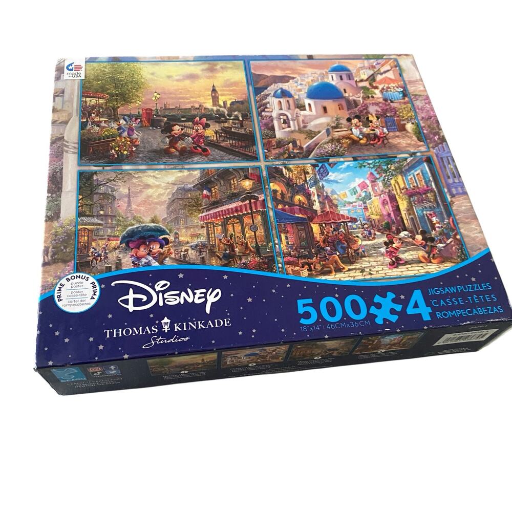 NIB Disney Collection Thomas Kinkade 4-in-1 Multipack World Travel Jigsaw Puzzle